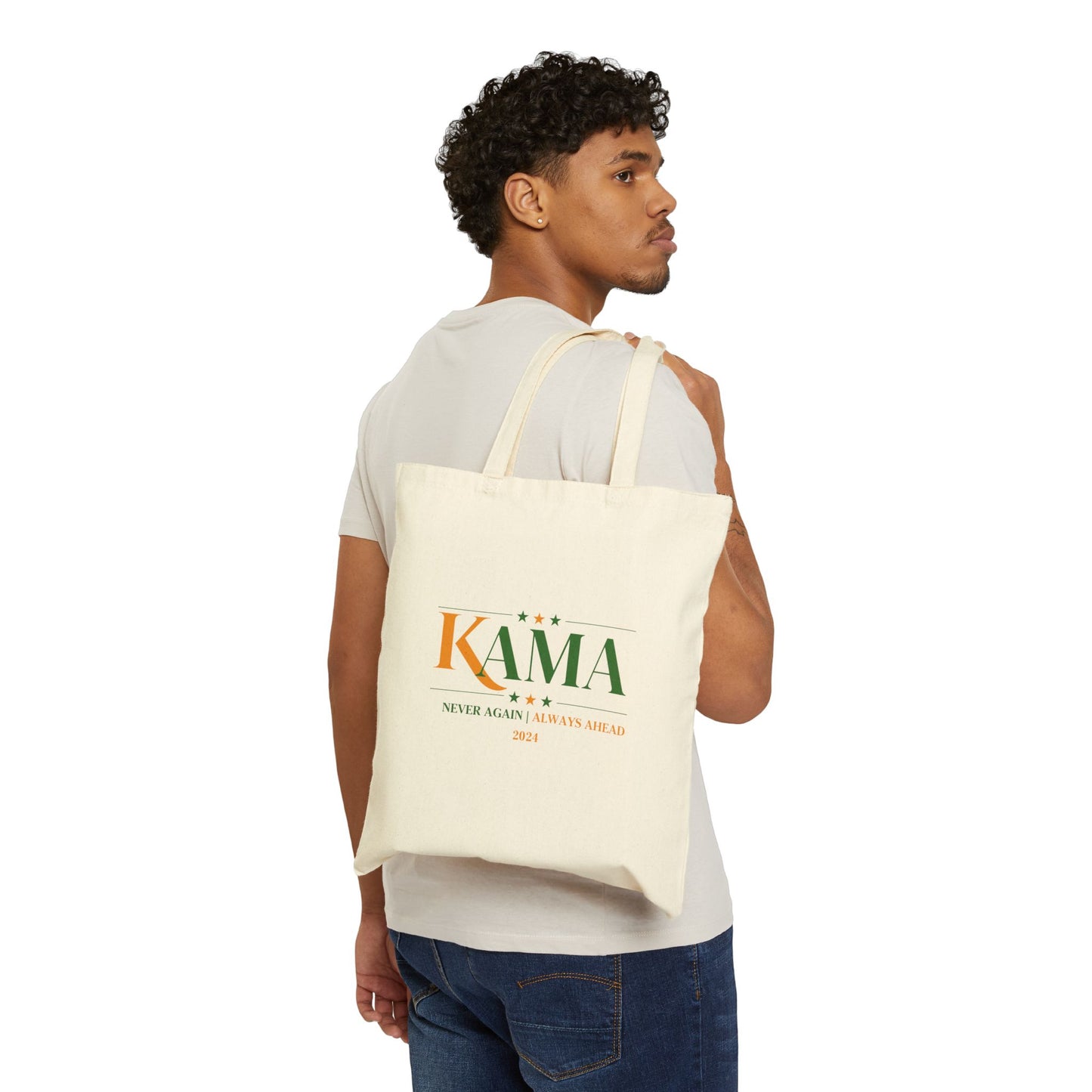 KAMA KEEP AMERICA MOVING AHEAD™ NEVER AGAIN | ALWAYS AHEAD CANVAS TOTE BAG