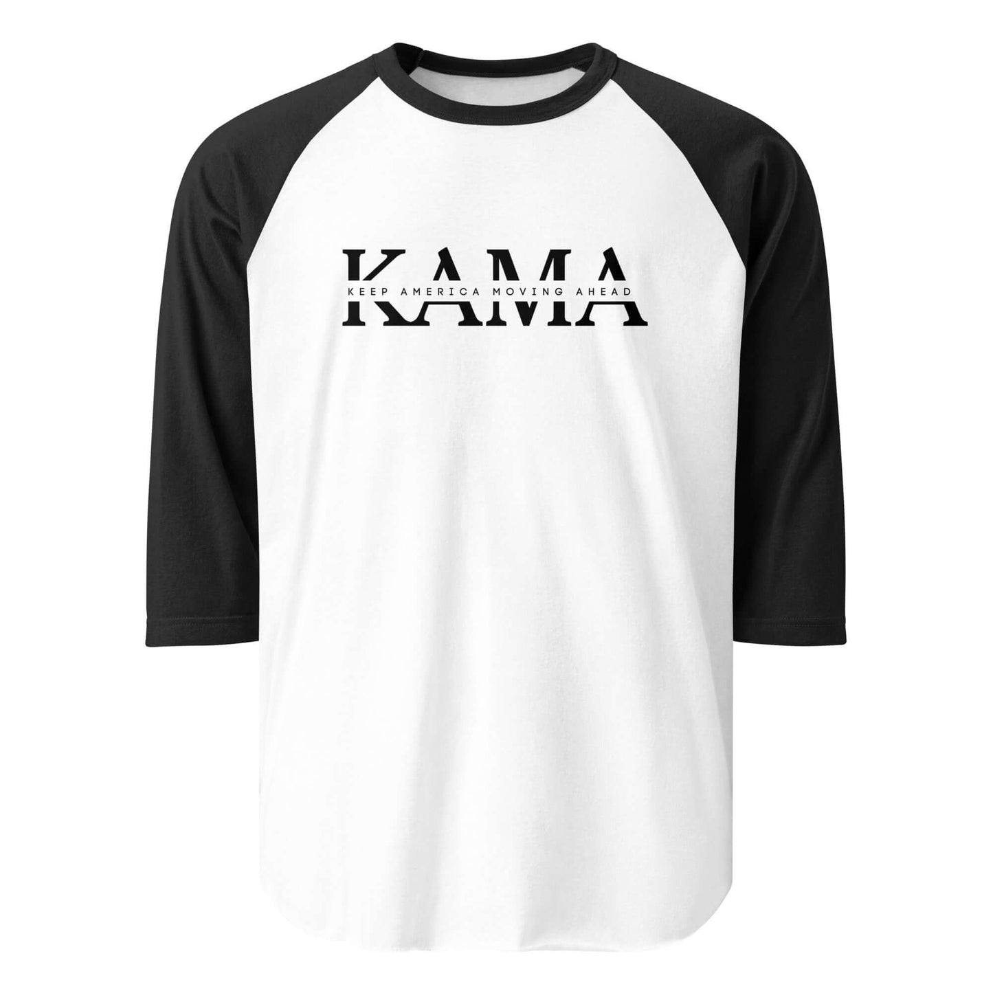 KAMA KEEP AMERICA MOVING AHEAD™ BLACK & WHITE INSIDER 3/4 SLEEVE SHIRT