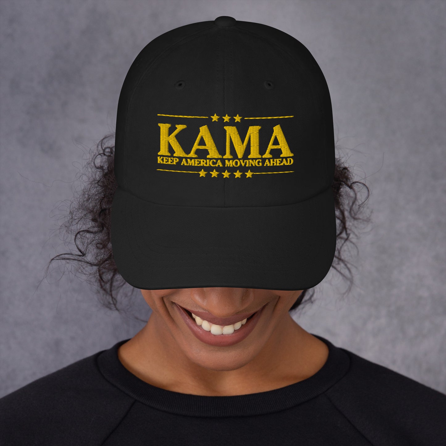 KAMA KEEP AMERICA MOVING AHEAD™ BLACK & GOLD CAP