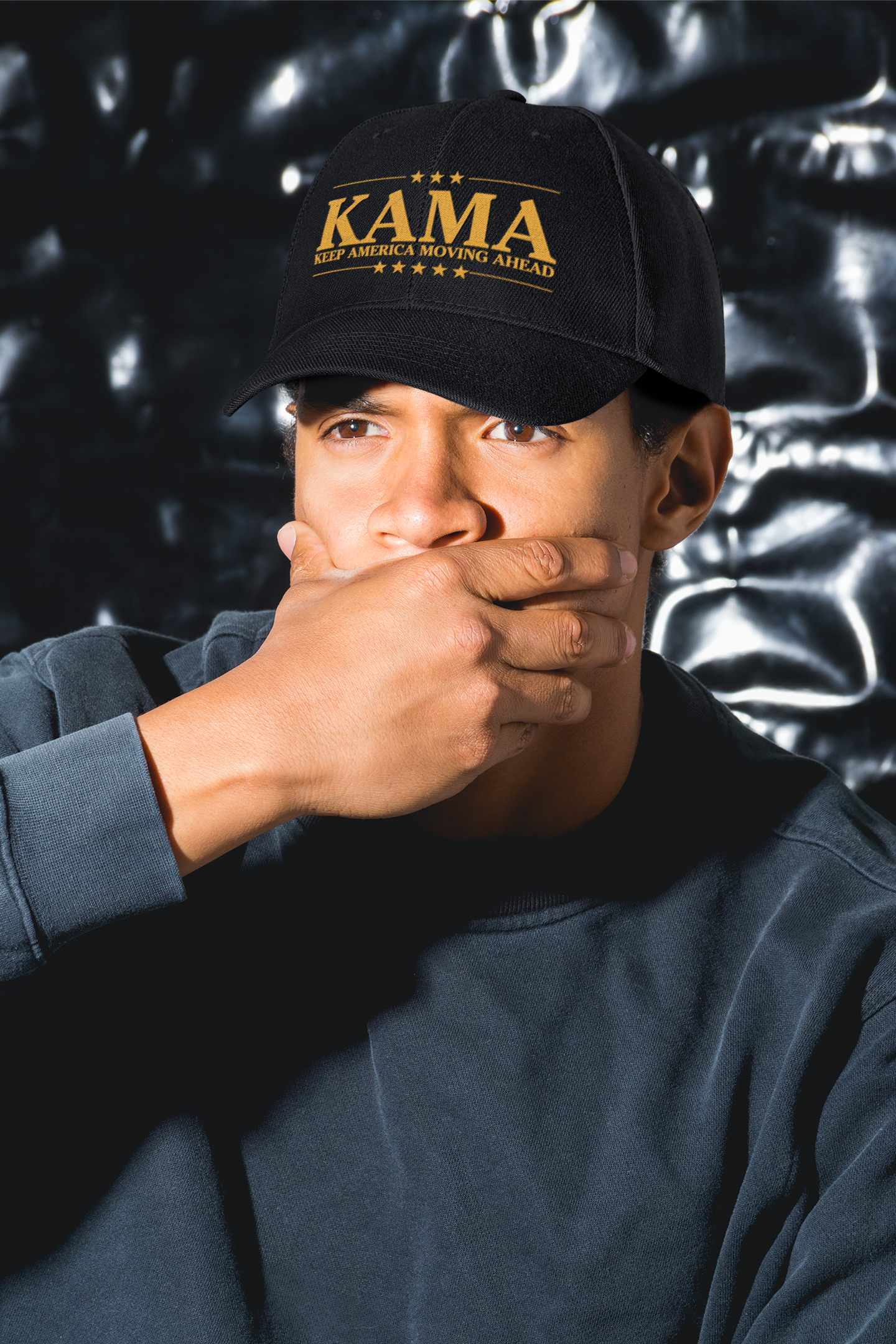 KAMA KEEP AMERICA MOVING AHEAD™ BLACK & GOLD CAP