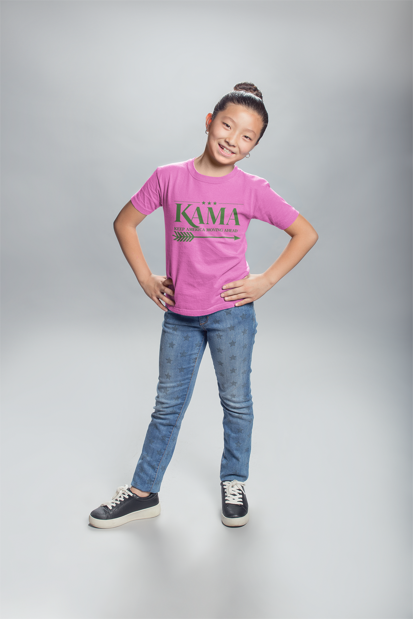 KAMA KEEP AMERICA MOVING AHEAD™ PINK & GREEN YOUTH SHIRT