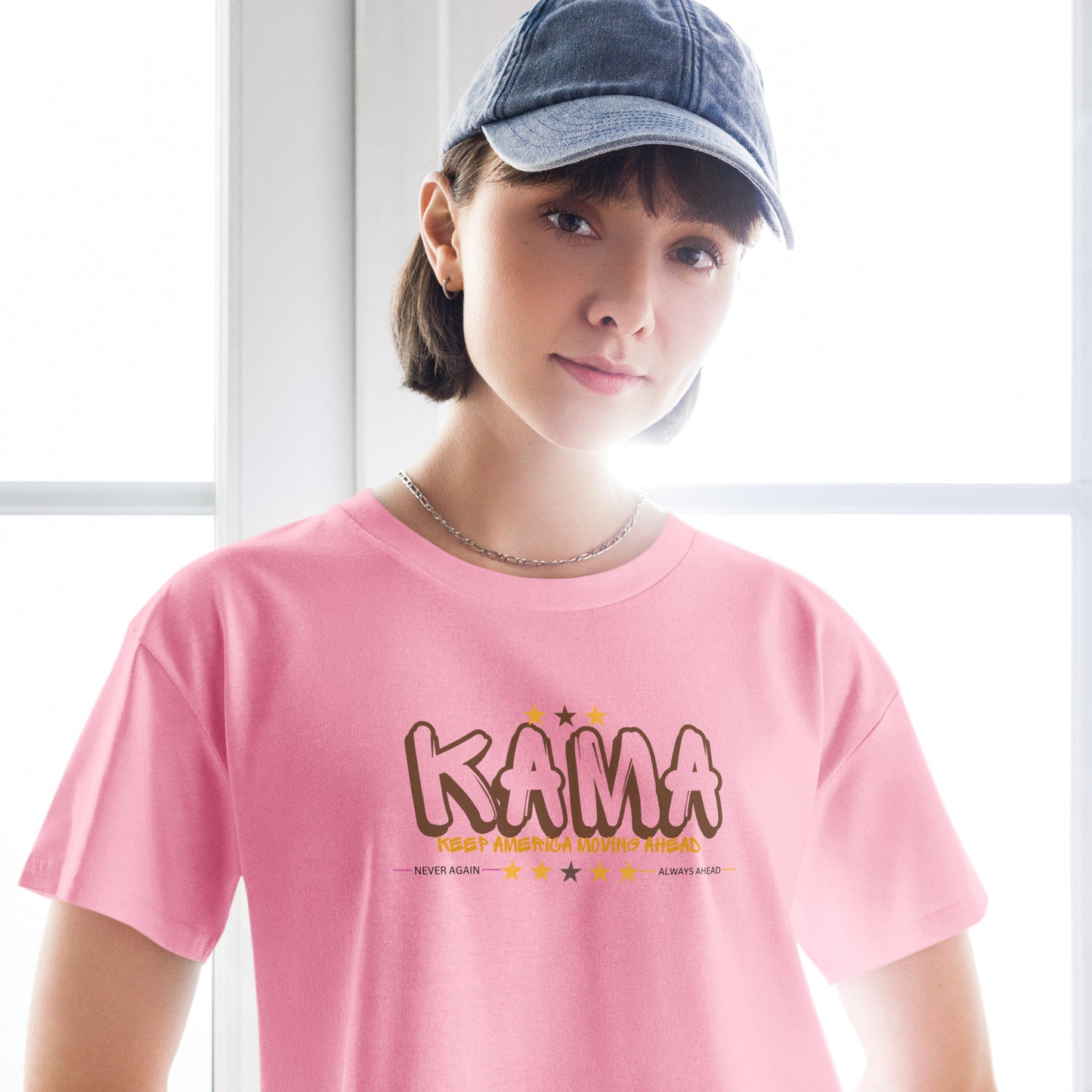 KAMA KEEP AMERICA MOVING AHEAD™ GRAFFITI CROP TOP