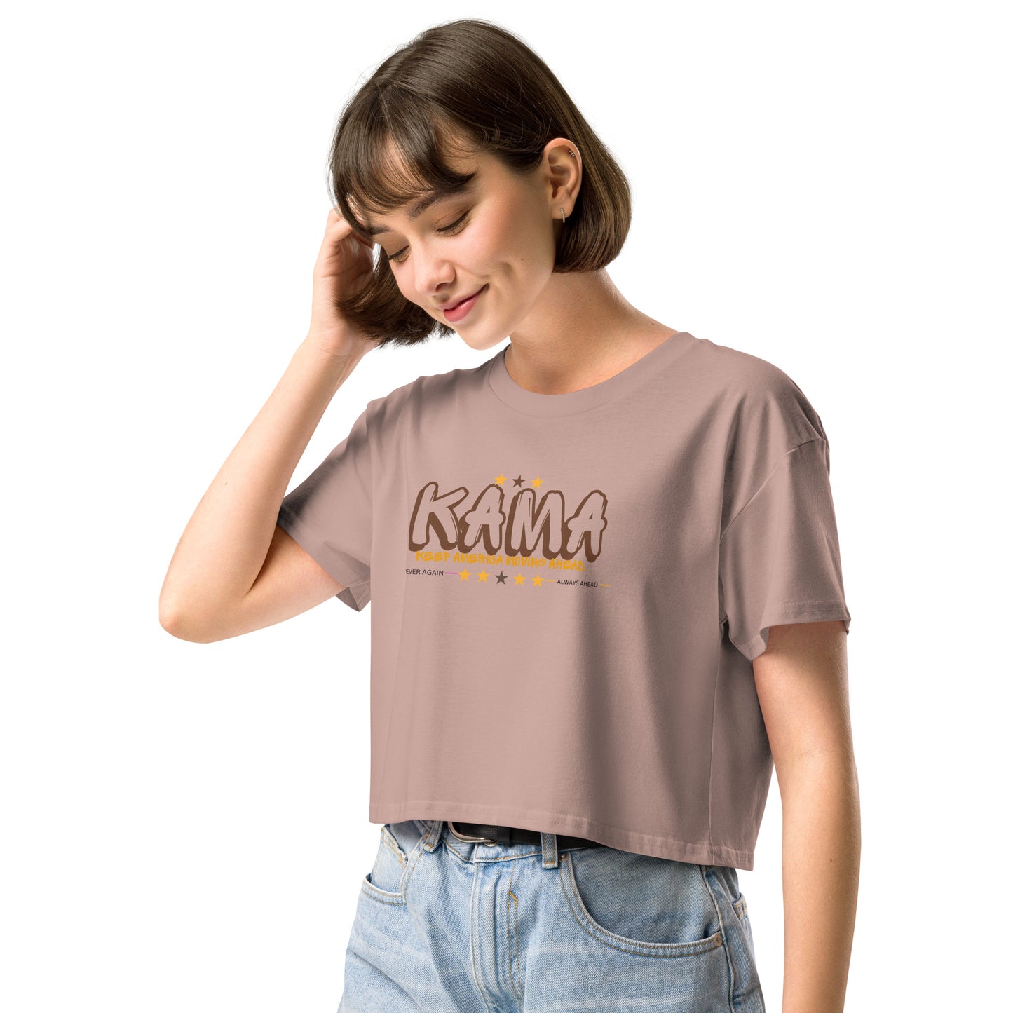 KAMA KEEP AMERICA MOVING AHEAD™ GRAFFITI CROP TOP