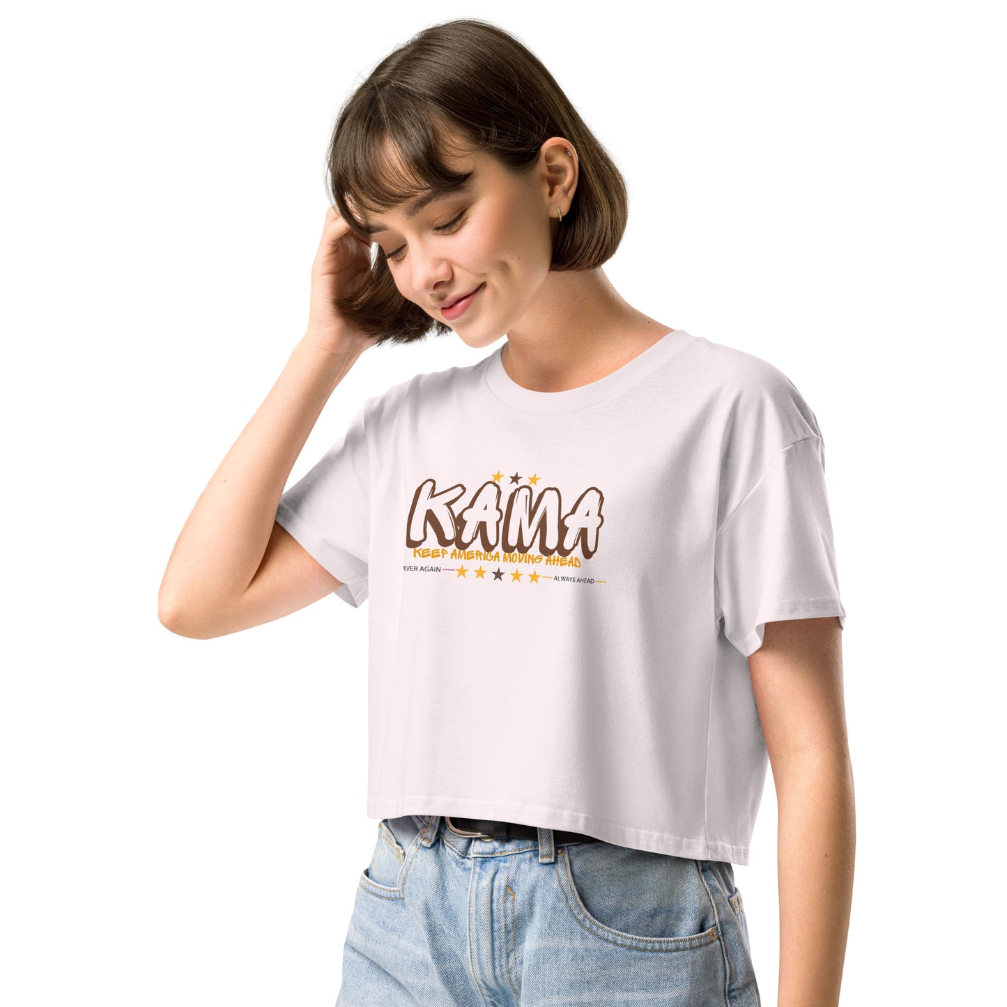 KAMA KEEP AMERICA MOVING AHEAD™ GRAFFITI CROP TOP