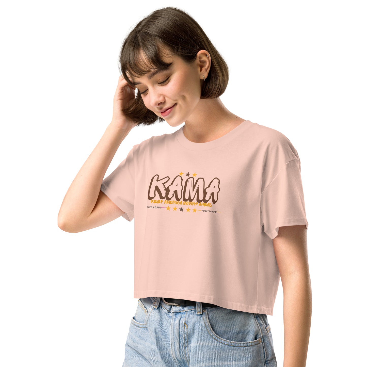 KAMA KEEP AMERICA MOVING AHEAD™ GRAFFITI CROP TOP