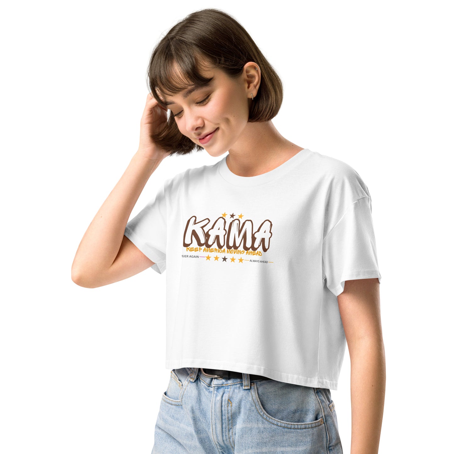 KAMA KEEP AMERICA MOVING AHEAD™ GRAFFITI CROP TOP