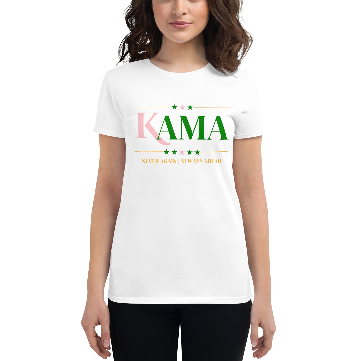 KAMA KEEP AMERICA MOVING AHEAD™ PINK & GREEN NEVER AGAIN | ALWAYS AHEAD SHIRT